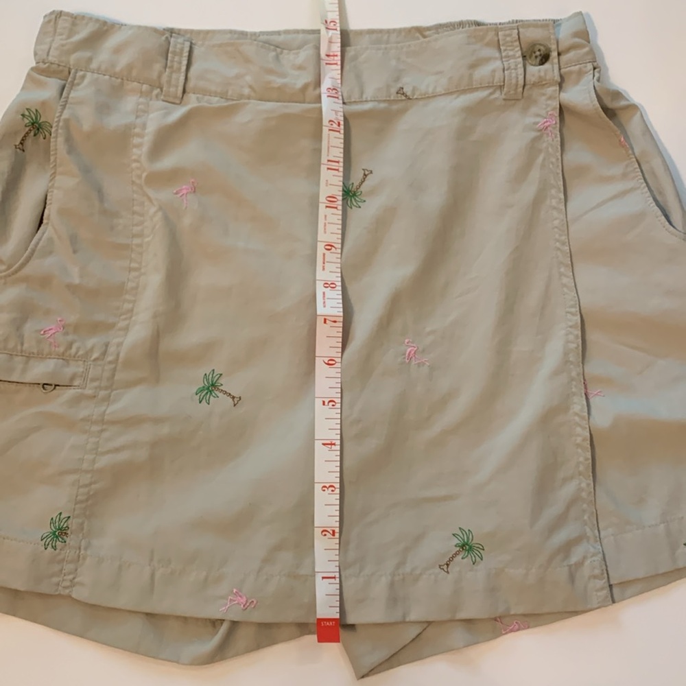 Columbia Women's Faux Wrap Golf Skort PS Petite PFG Turtle Seashell Nylon Tan - Picture 3 of 4